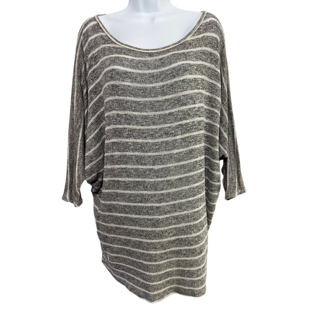 Mine Womens Short Sleeve Dolman Drape Top Tunic Scoop Neck Lightweight Pullover